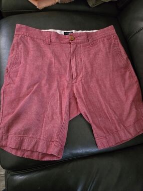 J. Crew Men's Red Linen-Blend Flat Front Shorts